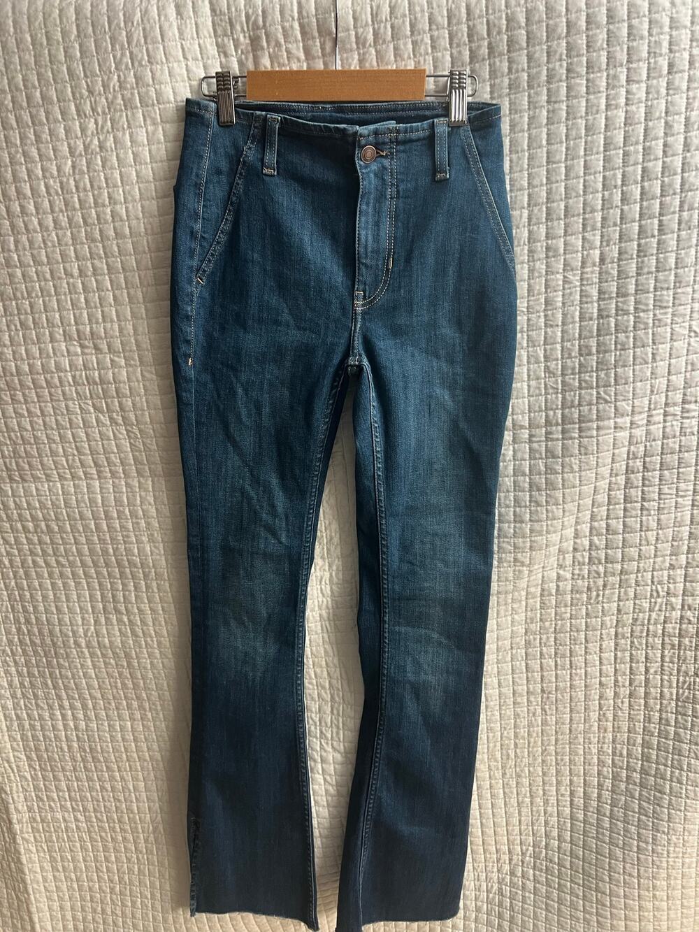 We The Free Free People Skinny Jeans Sz 25 Frayed Hem Gold Stitch